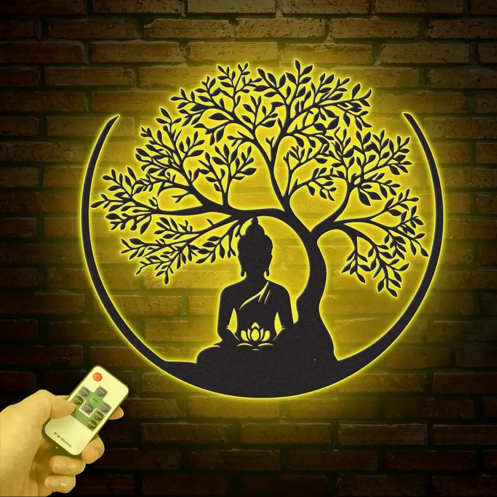 Buddha Metal Wall Art Buddha Tree of Life Zen Wall Art Buddha Wall Decor Buddha Om Metal Sign Meditation Decor Gift