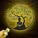 Buddha Metal Wall Art Buddha Tree of Life Zen Wall Art Buddha Wall Decor Buddha Om Metal Sign Meditation Decor Gift