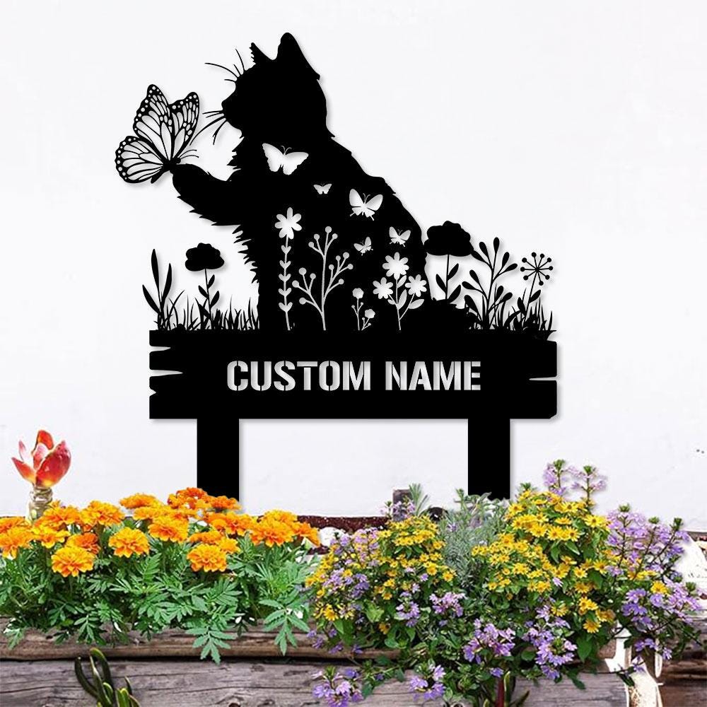 Buffterfly Cat Loss Stake, Cat Memorial Plaque, Cat Grave Marker, Personalized Cat Garden Sign, Pet Loss Gift, Remembrance Stake, Sympathy