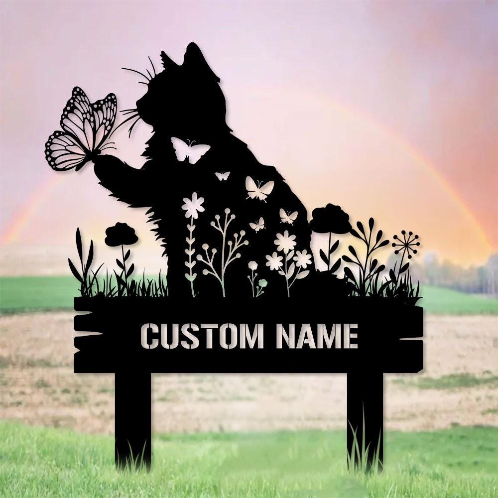 Buffterfly Cat Loss Stake, Cat Memorial Plaque, Cat Grave Marker, Personalized Cat Garden Sign, Pet Loss Gift, Remembrance Stake, Sympathy