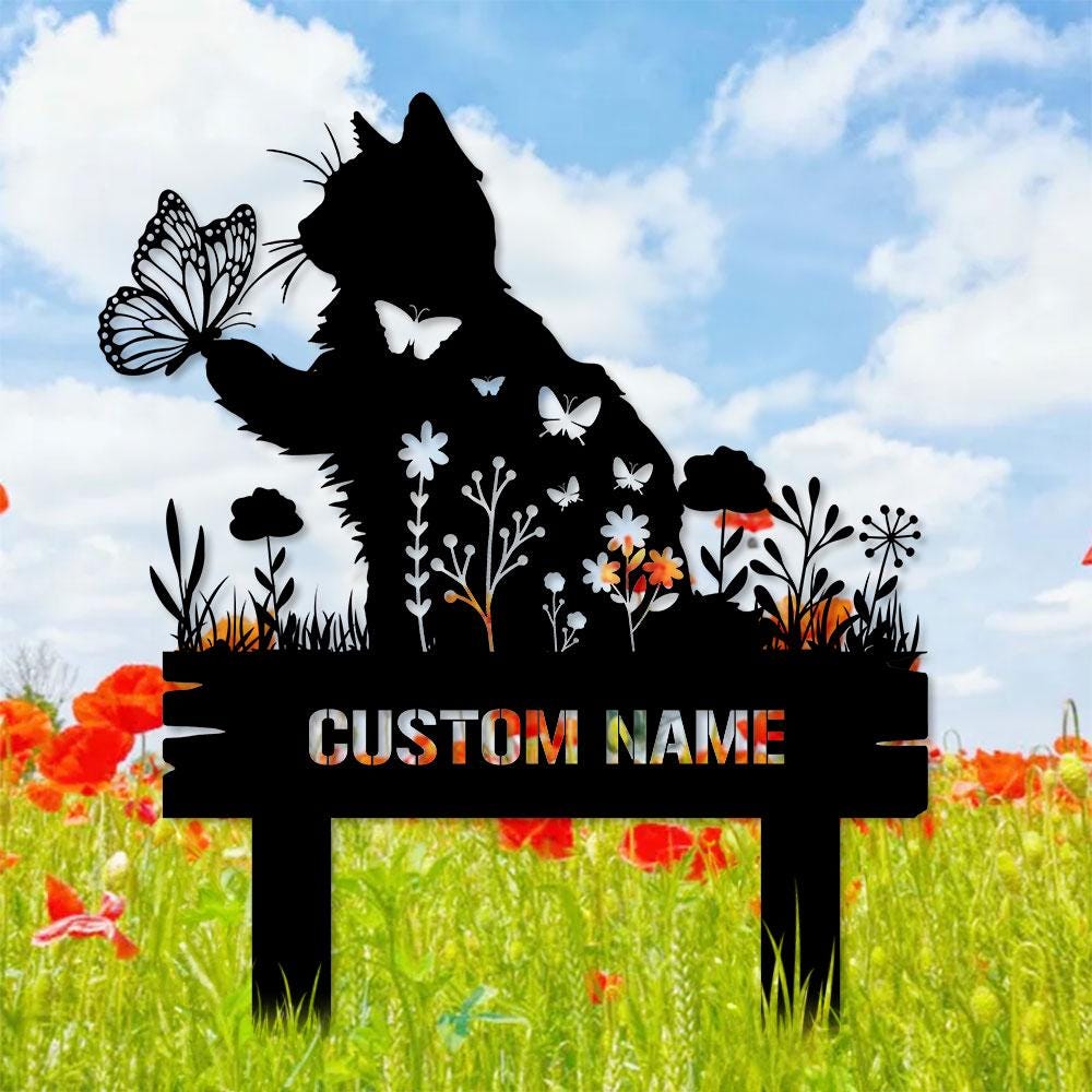 Buffterfly Cat Loss Stake, Cat Memorial Plaque, Cat Grave Marker, Personalized Cat Garden Sign, Pet Loss Gift, Remembrance Stake, Sympathy