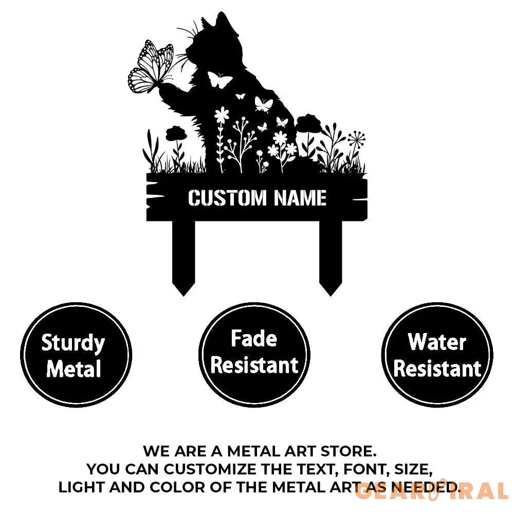 Buffterfly Cat Loss Stake Cat Memorial Plaque Cat Grave Marker Personalized Cat Garden Sign Pet Loss Gift Remembrance