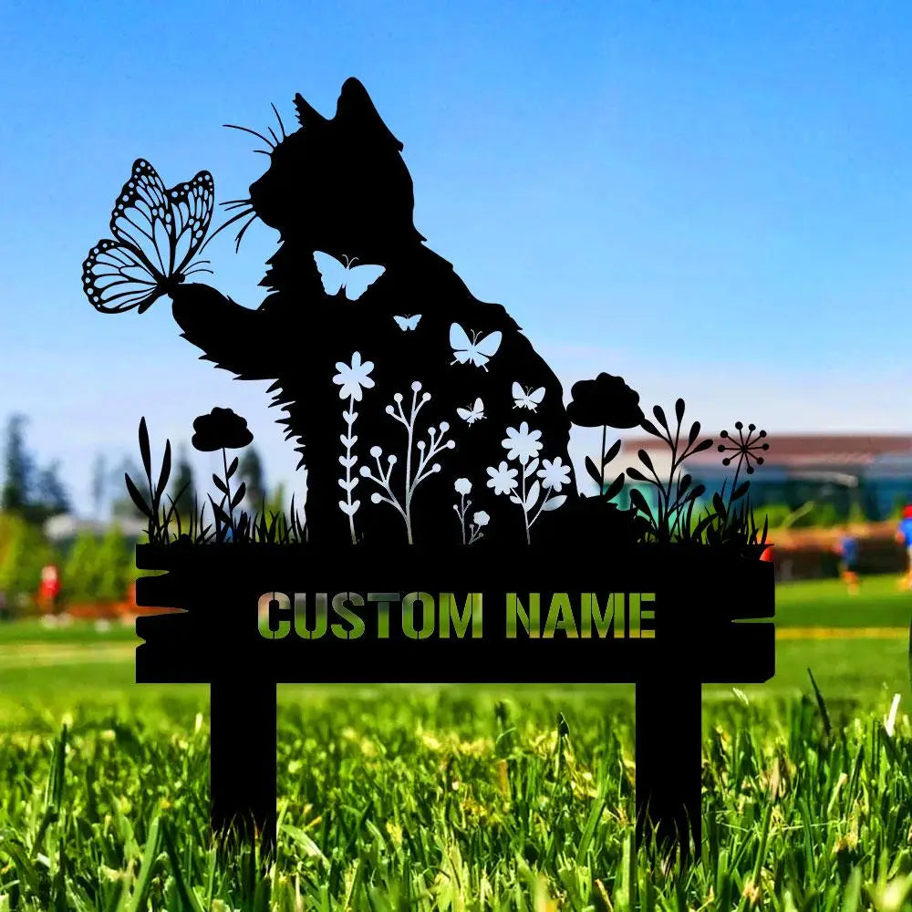 Buffterfly Cat Loss Stake Cat Memorial Plaque Cat Grave Marker Personalized Cat Garden Sign Pet Loss Gift Remembrance