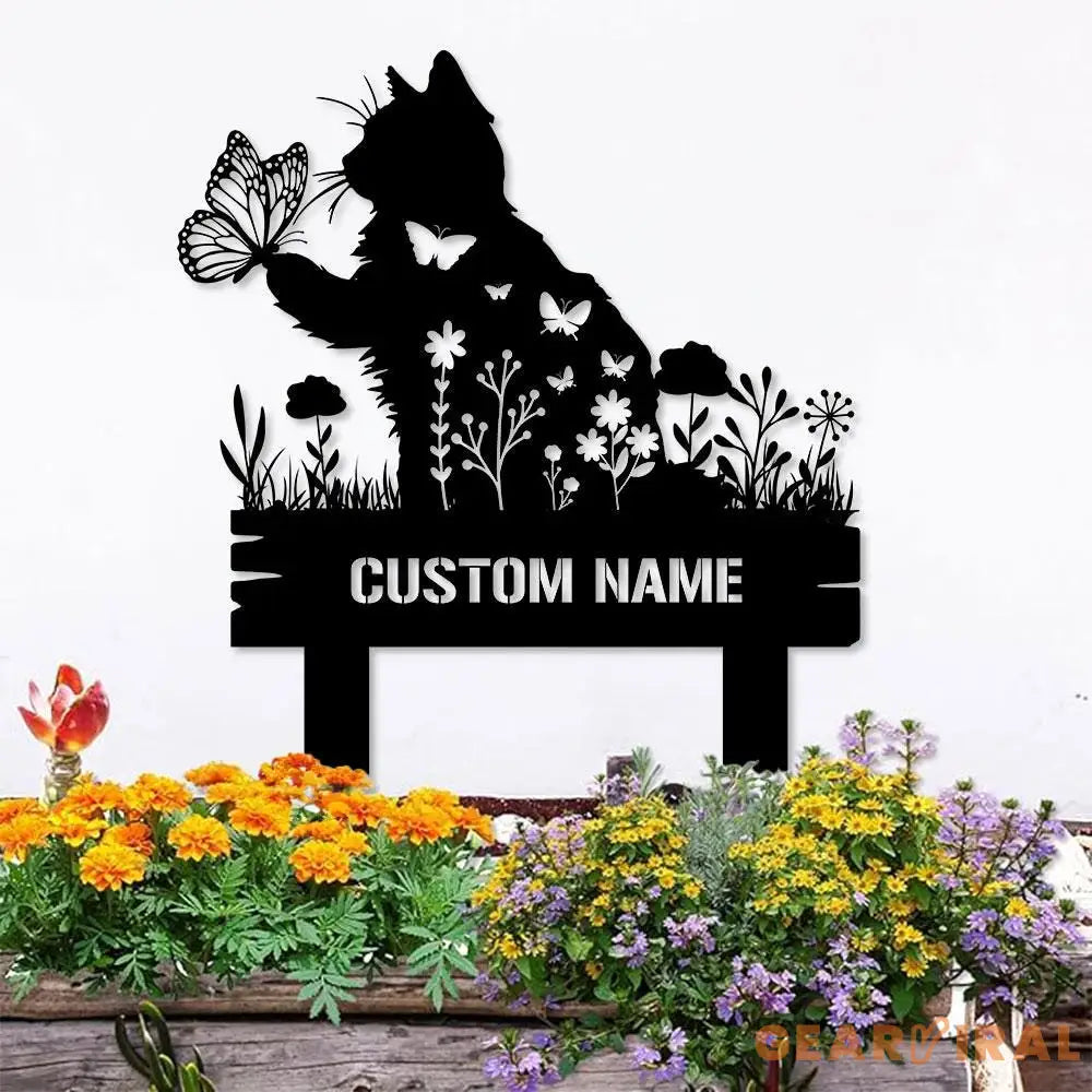 Buffterfly Cat Loss Stake Cat Memorial Plaque Cat Grave Marker Personalized Cat Garden Sign Pet Loss Gift Remembrance