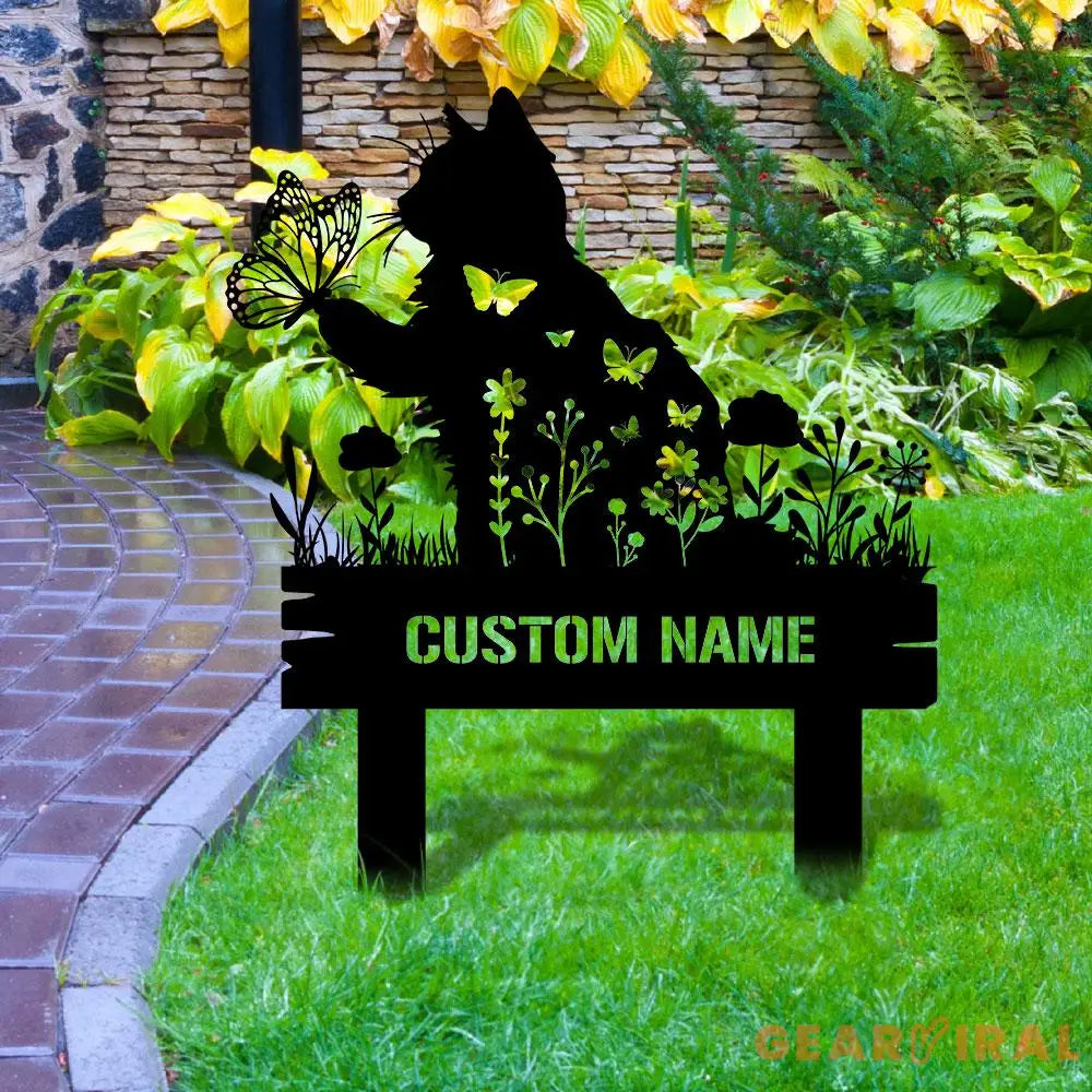 Buffterfly Cat Loss Stake Cat Memorial Plaque Cat Grave Marker Personalized Cat Garden Sign Pet Loss Gift Remembrance