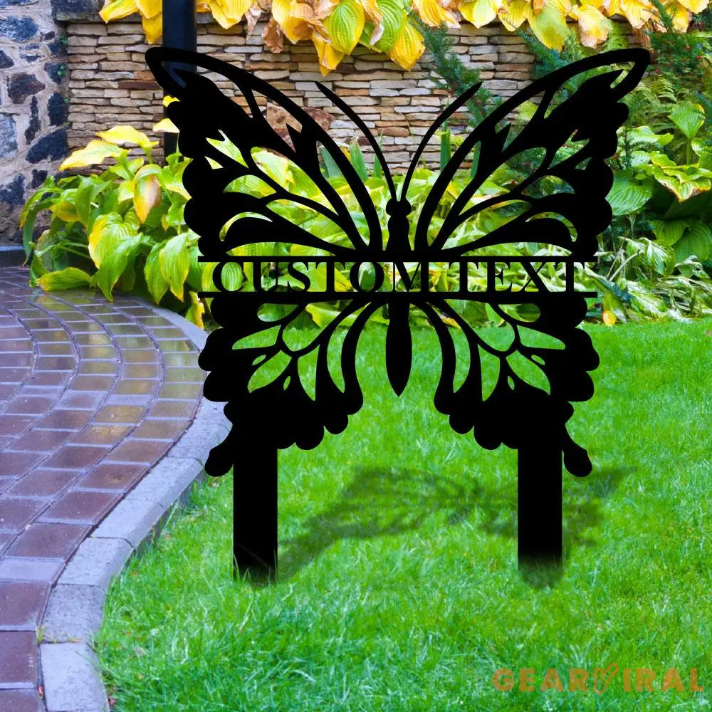 Buffterfly Family Name Garden Metal Stake Personalized Family Name Yard Sign Outdoor Door Garden Decor Garden Art Gift