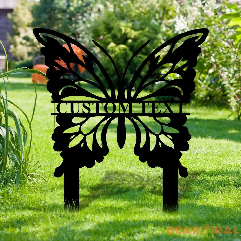 Buffterfly Family Name Garden Metal Stake Personalized Family Name Yard Sign Outdoor Door Garden Decor Garden Art Gift