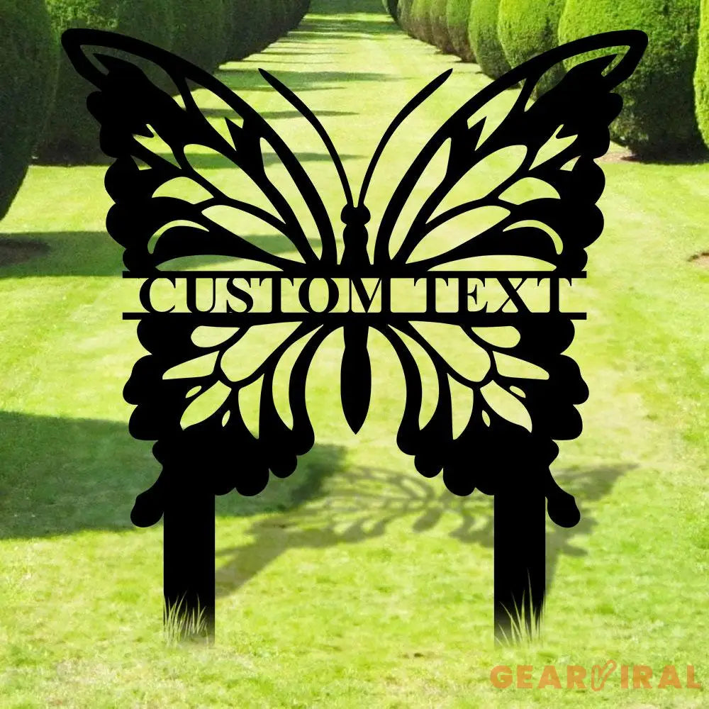 Buffterfly Family Name Garden Metal Stake Personalized Family Name Yard Sign Outdoor Door Garden Decor Garden Art Gift
