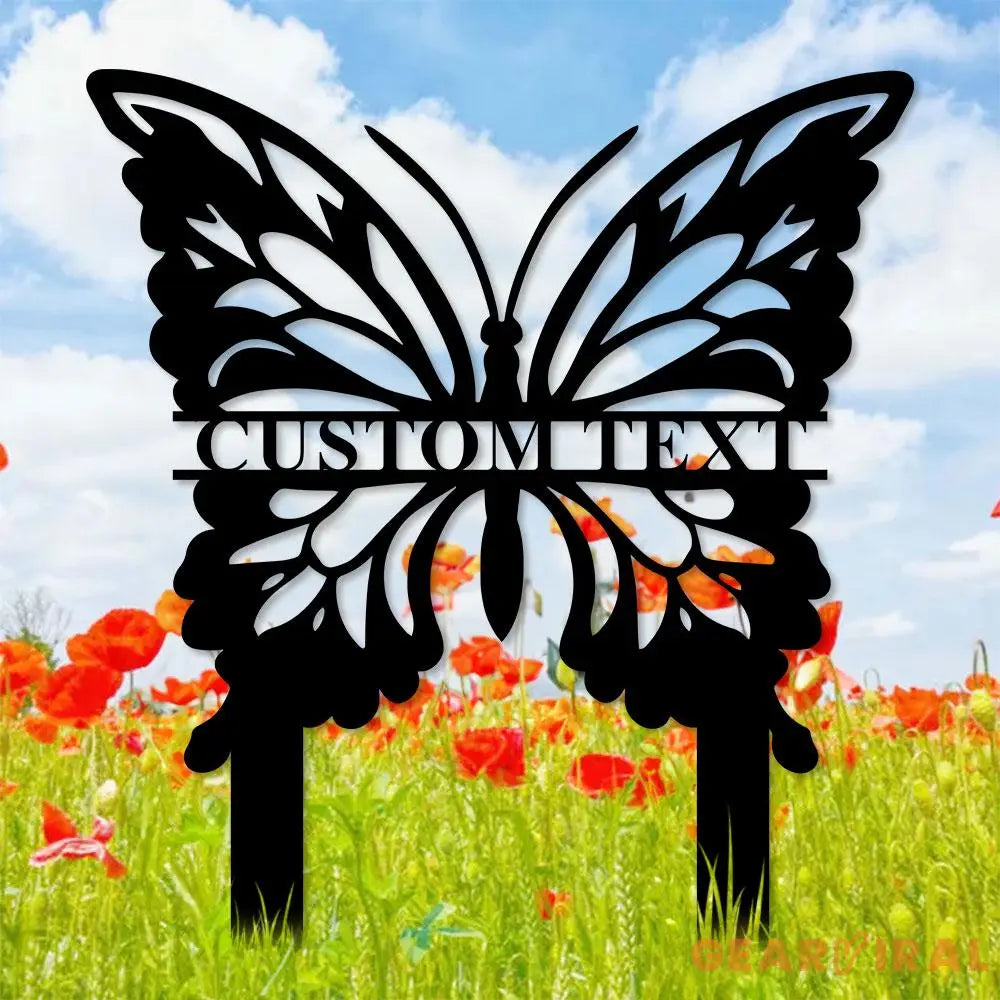 Buffterfly Family Name Garden Metal Stake Personalized Family Name Yard Sign Outdoor Door Garden Decor Garden Art Gift