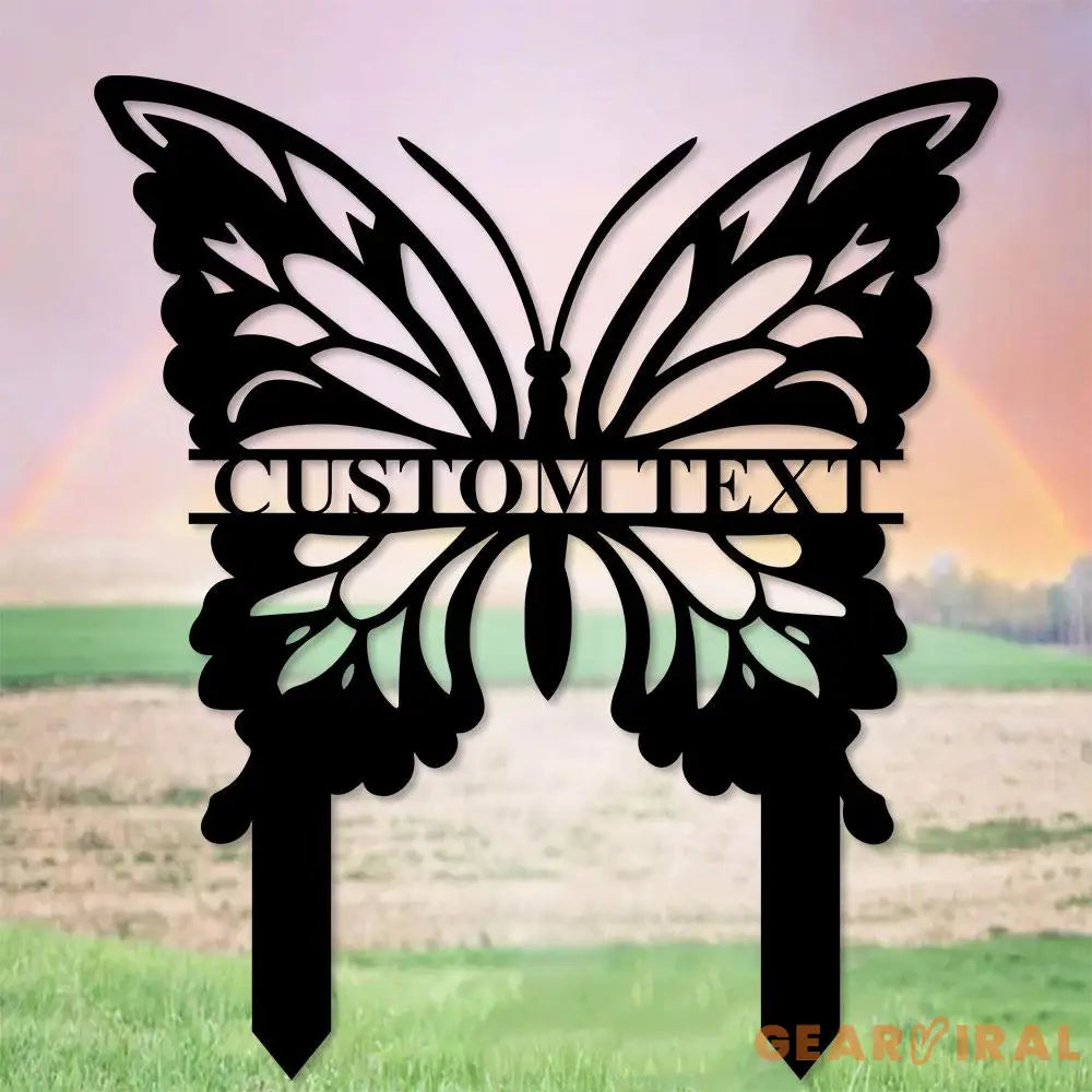 Buffterfly Family Name Garden Metal Stake Personalized Family Name Yard Sign Outdoor Door Garden Decor Garden Art Gift