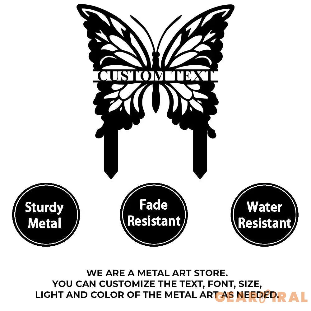 Buffterfly Family Name Garden Metal Stake Personalized Family Name Yard Sign Outdoor Door Garden Decor Garden Art Gift