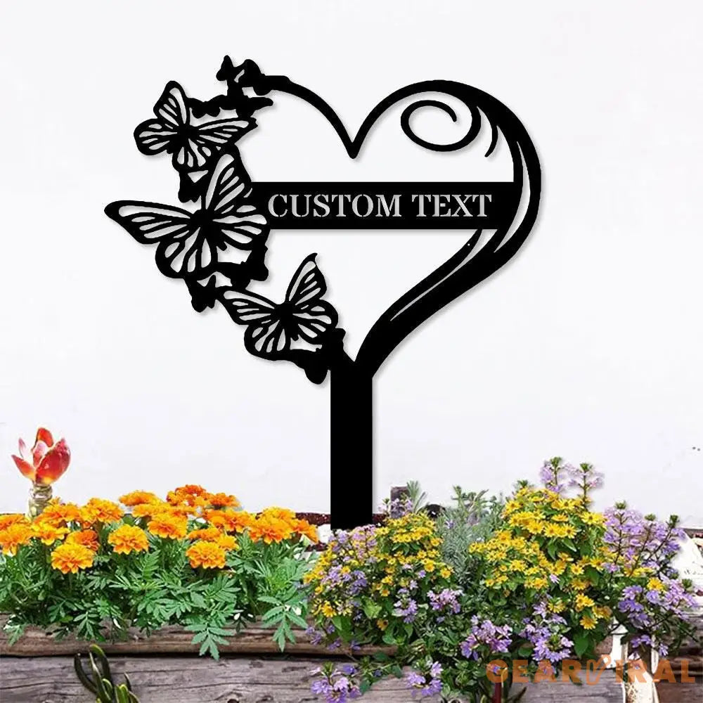 Buffterfly Garden Sign Personalized Bufterfly Garden Stake Metal Garden Sign Gardener Name Sign Gardener Gift Bufterfly