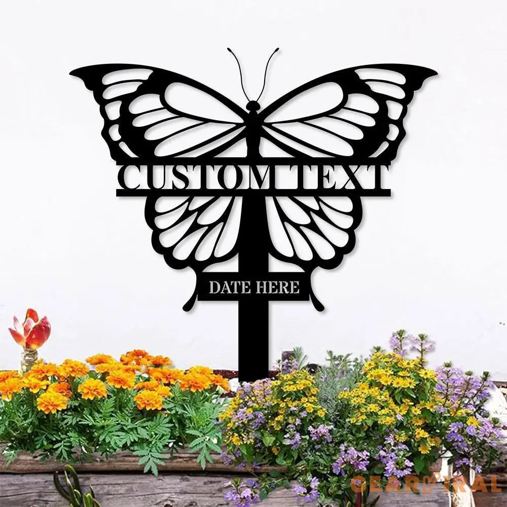 Buffterfly Memorial Metal Sign Memorial Metal Stake Personalized Name Yard Sign Outdoor Door Garden Decor Metal Sign
