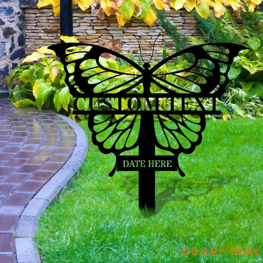 Buffterfly Memorial Metal Sign Memorial Metal Stake Personalized Name Yard Sign Outdoor Door Garden Decor Metal Sign