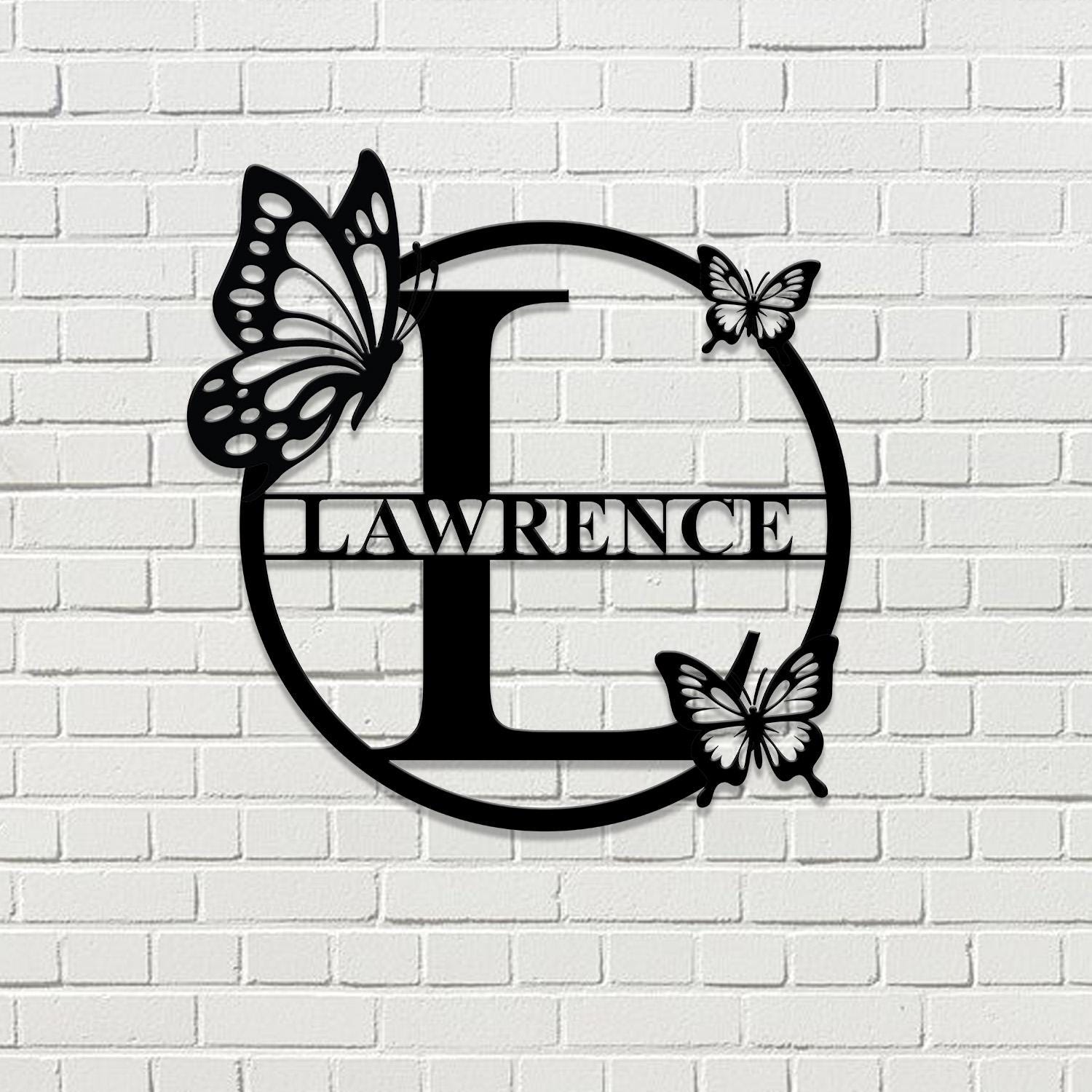Buffterfly Personalized Family Name Metal Art, Name Sign, Closing Gift, Metal Monogram, Housewarming, Wedding Monogram, Anniversary
