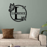 Buffterfly Personalized Family Name Metal Art, Name Sign, Closing Gift, Metal Monogram, Housewarming, Wedding Monogram, Anniversary