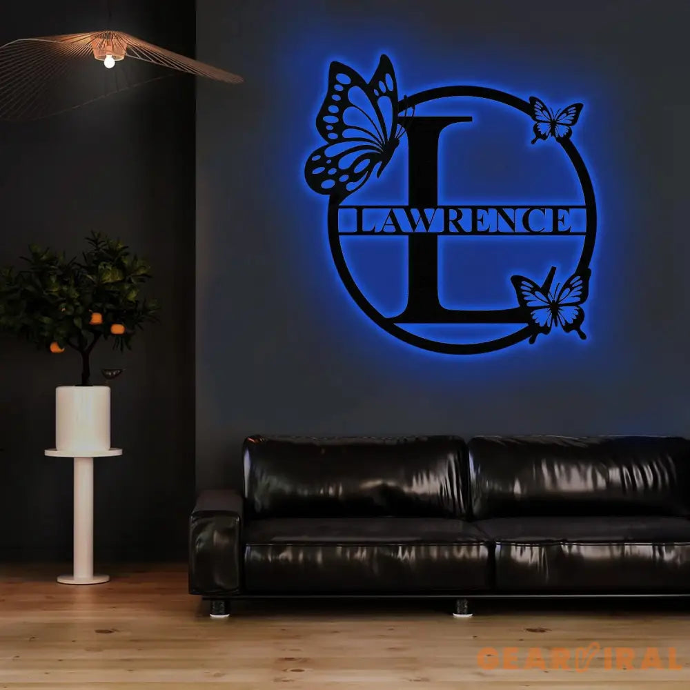 Buffterfly Personalized Family Name Metal Art Name Sign Closing Gift Metal Monogram Housewarming Wedding Monogram