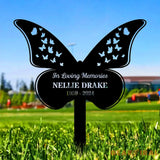 Buffterfly Remembering Plaque with Stake Personalized Metal Garden Marker Memorial Metal Sign Sympathy Gift Grave