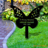 Buffterfly Remembering Plaque with Stake Personalized Metal Garden Marker Memorial Metal Sign Sympathy Gift Grave
