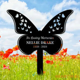 Buffterfly Remembering Plaque with Stake Personalized Metal Garden Marker Memorial Metal Sign Sympathy Gift Grave