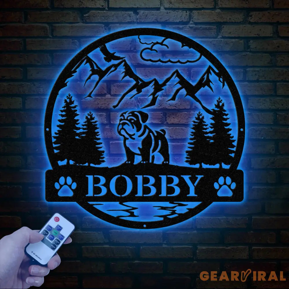 Bull Dog Metal Sign Custom Dog Name Sign Dog Memorial Gift Bull Dog Wall Decor Dog Lovers Wall Art Pet Lover Gift Dog