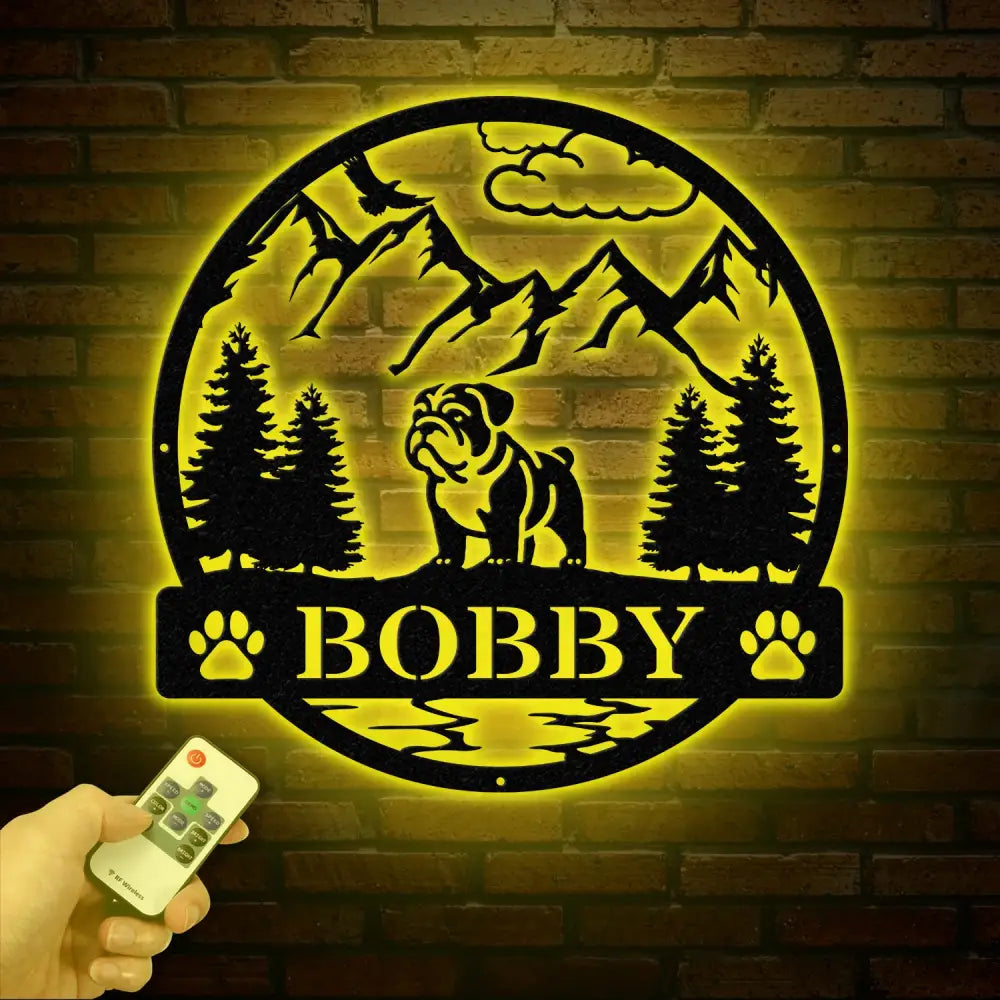 Bull Dog Metal Sign Custom Dog Name Sign Dog Memorial Gift Bull Dog Wall Decor Dog Lovers Wall Art Pet Lover Gift Dog