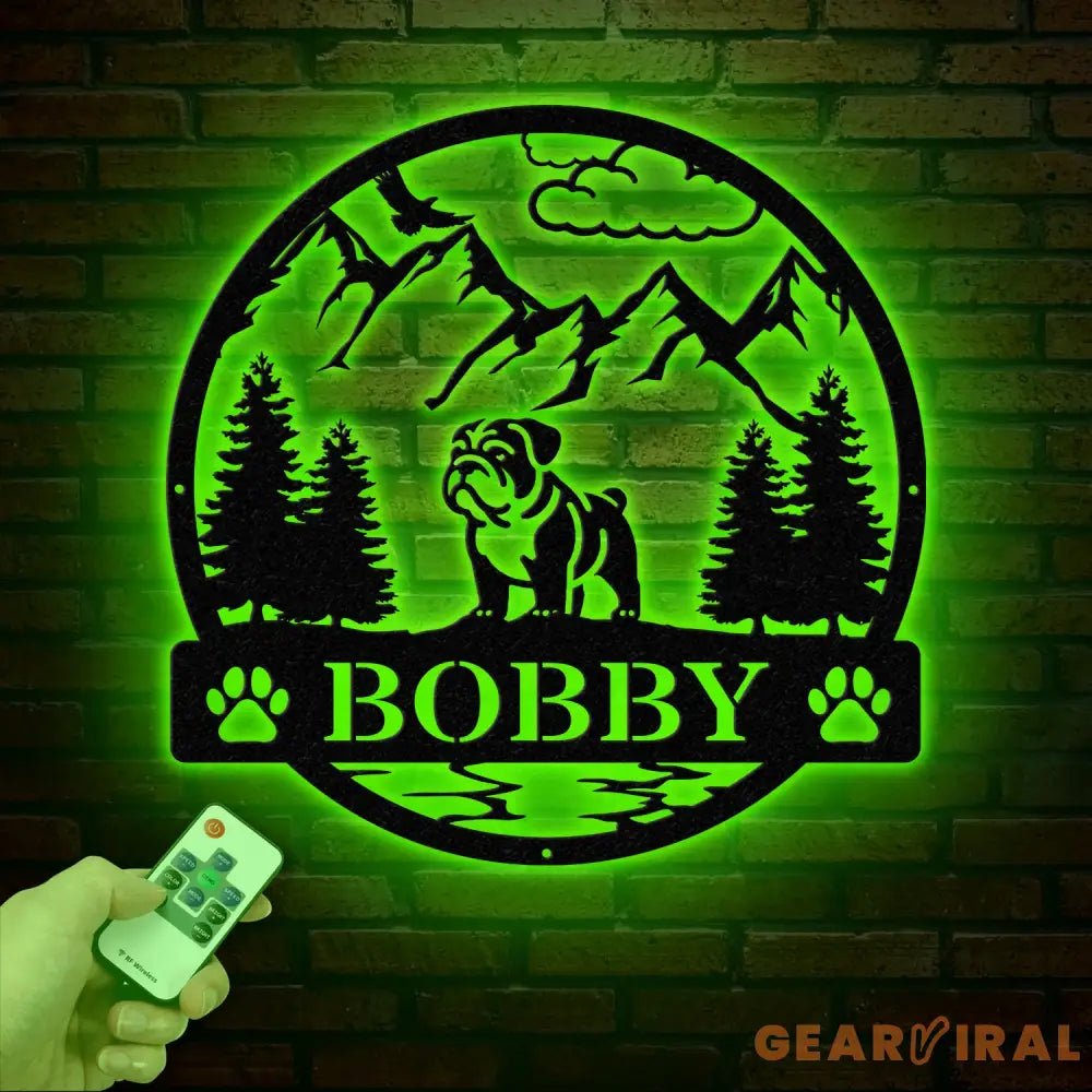 Bull Dog Metal Sign Custom Dog Name Sign Dog Memorial Gift Bull Dog Wall Decor Dog Lovers Wall Art Pet Lover Gift Dog