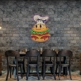 Burger Chef Food Cartoon Character Logo Mascot Artwork Led Neon Sign Light