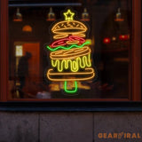 Burger Christmas Tree Neon Sign Custom Hamburger LED Neon Fast Food Coffee Shop Restaurant Bar Decoration Welcome Sign