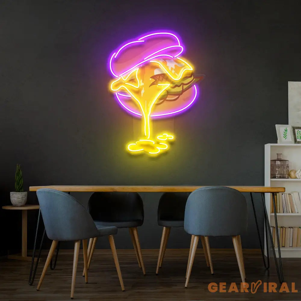 Burger Led Neon Sign - Acrylic Artwork