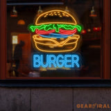 Burger Neon Sign Custom Hamburger Fast Food LED Neon Sign Night Light Home Wall Decor Restaurant Welcome Sign