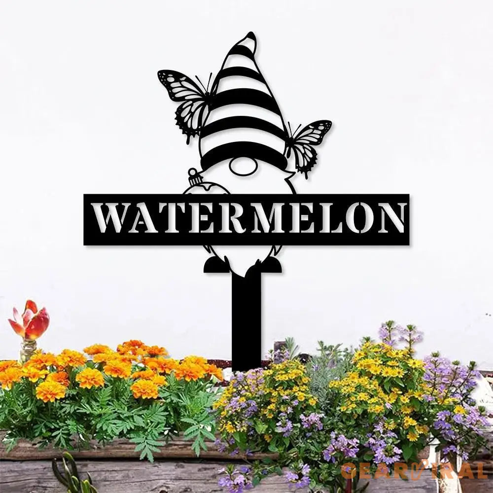 Butterflies Garden Gnomes Custom Name Gartenschilder Garden Metal Stake Personalized Name Yard Sign Outdoor Door Garden