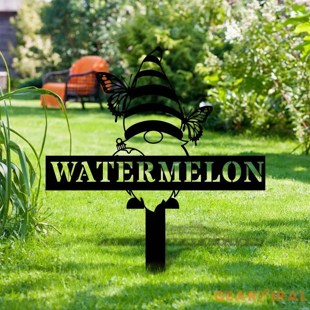 Butterflies Garden Gnomes Custom Name Gartenschilder Garden Metal Stake Personalized Name Yard Sign Outdoor Door Garden