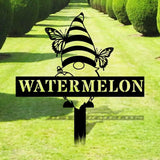 Butterflies Garden Gnomes Custom Name Gartenschilder Garden Metal Stake Personalized Name Yard Sign Outdoor Door Garden