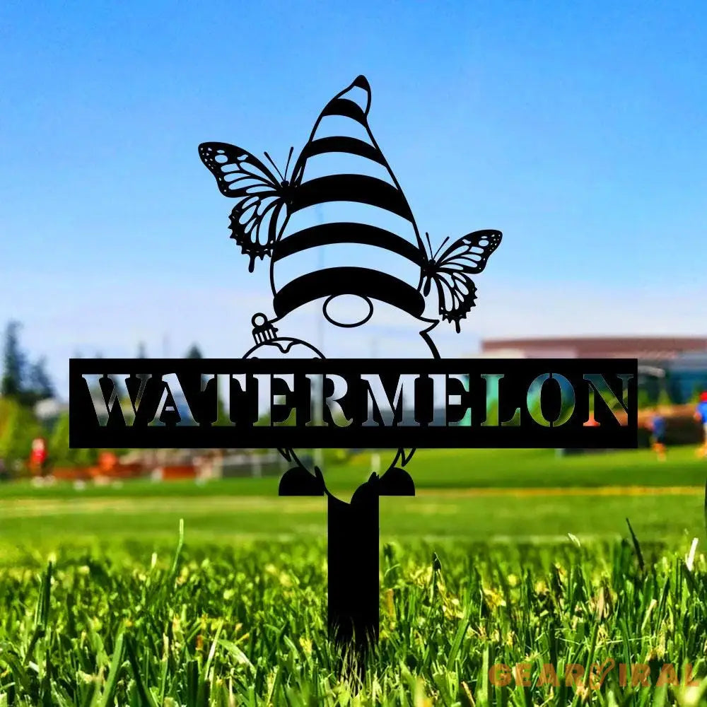 Butterflies Garden Gnomes Custom Name Gartenschilder Garden Metal Stake Personalized Name Yard Sign Outdoor Door Garden