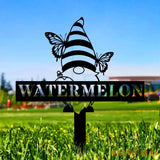 Butterflies Garden Gnomes Custom Name Gartenschilder Garden Metal Stake Personalized Name Yard Sign Outdoor Door Garden