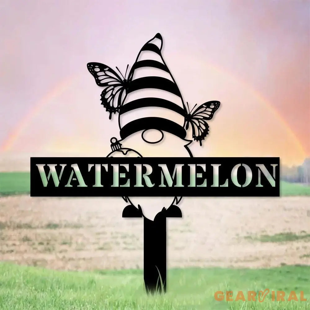 Butterflies Garden Gnomes Custom Name Gartenschilder Garden Metal Stake Personalized Name Yard Sign Outdoor Door Garden