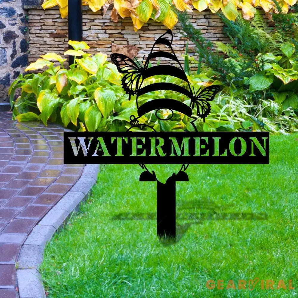 Butterflies Garden Gnomes Custom Name Gartenschilder Garden Metal Stake Personalized Name Yard Sign Outdoor Door Garden