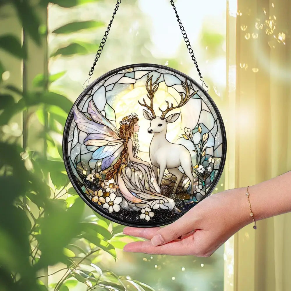 Butterfly Fairy Glass Ornament Hanging Fairy Window Decor Car Rearview Charm Whimsical Butterfly Art Fantasy Gift for