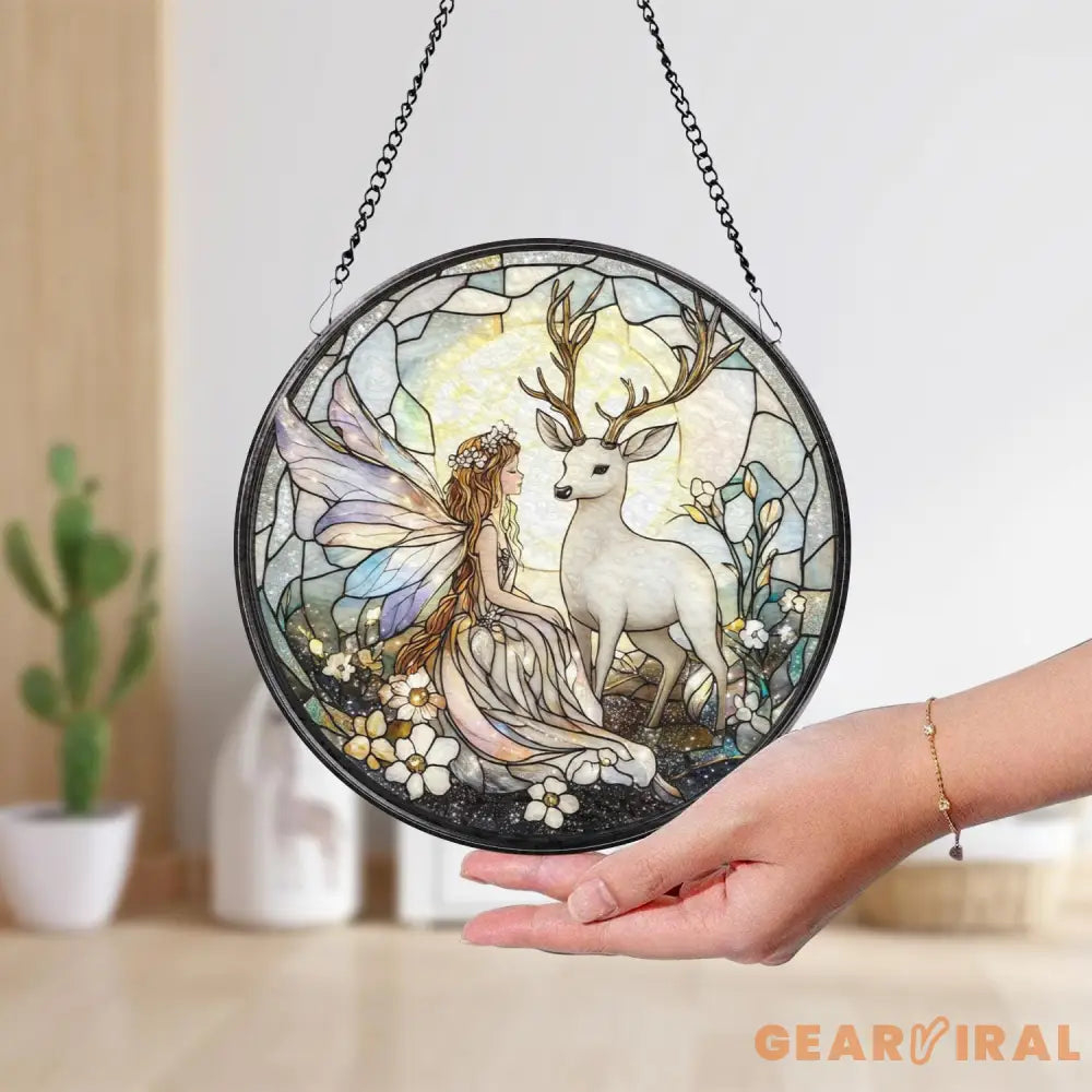 Butterfly Fairy Glass Ornament Hanging Fairy Window Decor Car Rearview Charm Whimsical Butterfly Art Fantasy Gift for