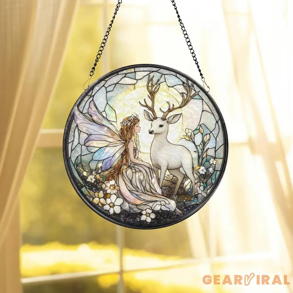 Butterfly Fairy Glass Ornament Hanging Fairy Window Decor Car Rearview Charm Whimsical Butterfly Art Fantasy Gift for