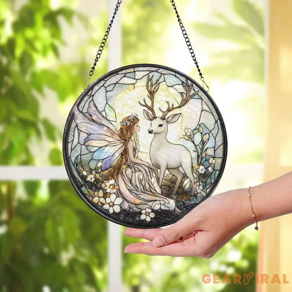 Butterfly Fairy Glass Ornament Hanging Fairy Window Decor Car Rearview Charm Whimsical Butterfly Art Fantasy Gift for