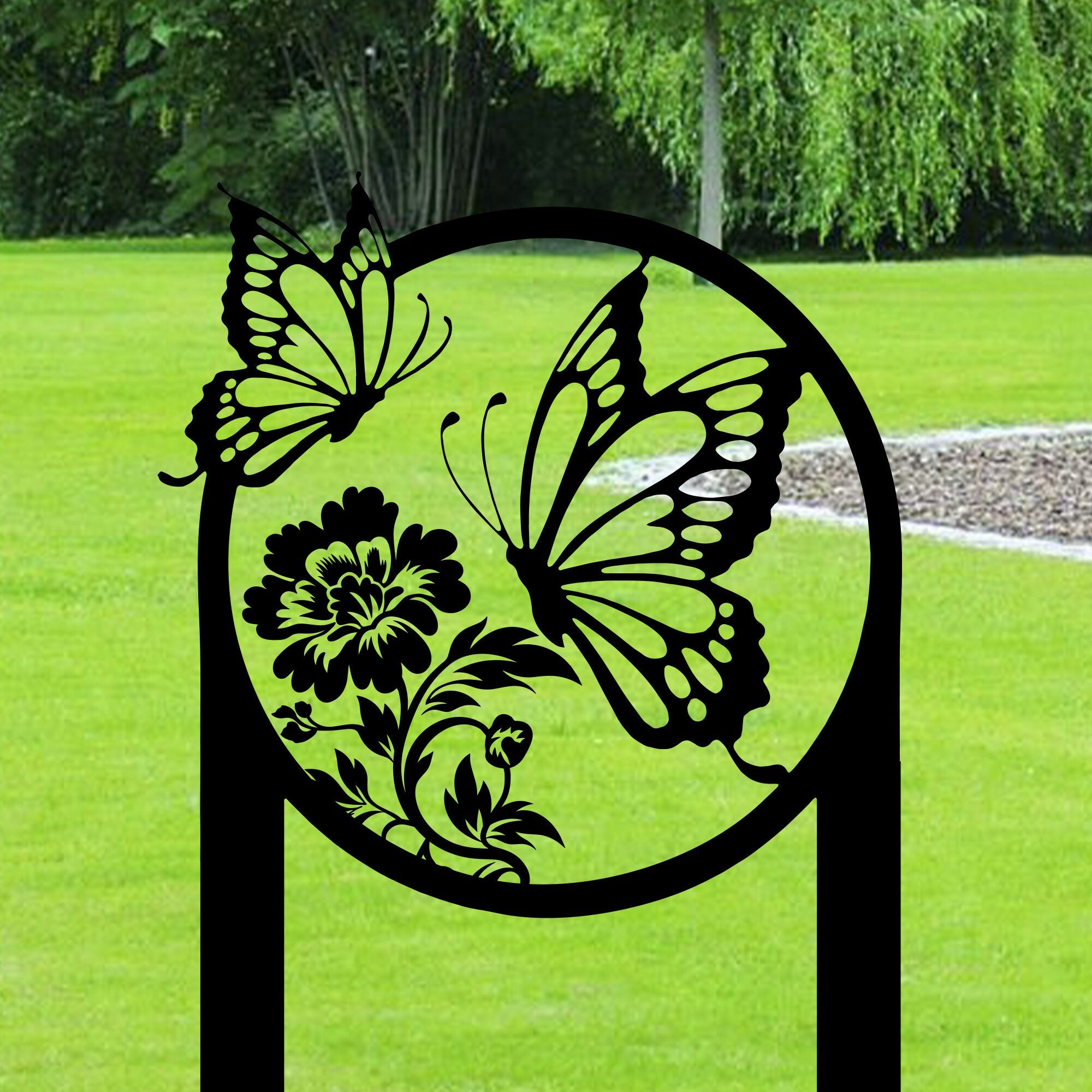 Butterfly Garden Stake Sign - Mother's Day Gift - Outdoor Gift Idea For Mom - Metal Powder Coated Butterfly Yard Sign | GearViral