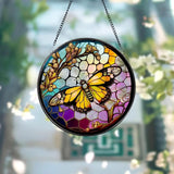 Butterfly Stained Glass SunCatcher Butterfly Light Catcher Window Hanging Home Decor Butterfly with Flowers Garden