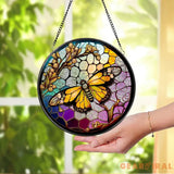 Butterfly Stained Glass SunCatcher Butterfly Light Catcher Window Hanging Home Decor Butterfly with Flowers Garden