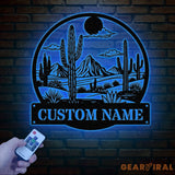 Cactus Desert Custom Metal Sign with LED Lights – Personalized Desert Cactus Wall Art – Southwest Desert Wall Decor for