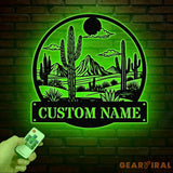 Cactus Desert Custom Metal Sign with LED Lights – Personalized Desert Cactus Wall Art – Southwest Desert Wall Decor for
