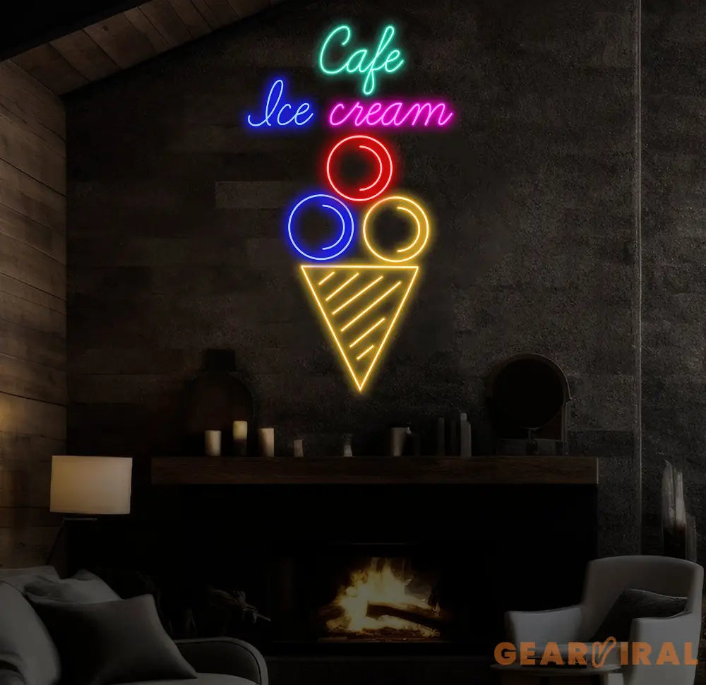 Cafe Ice Cream Neon Sign Restaurant Neon Sign Business Led Logo Light Ice Cream Decor Neon Sign for Coffee Shop Party