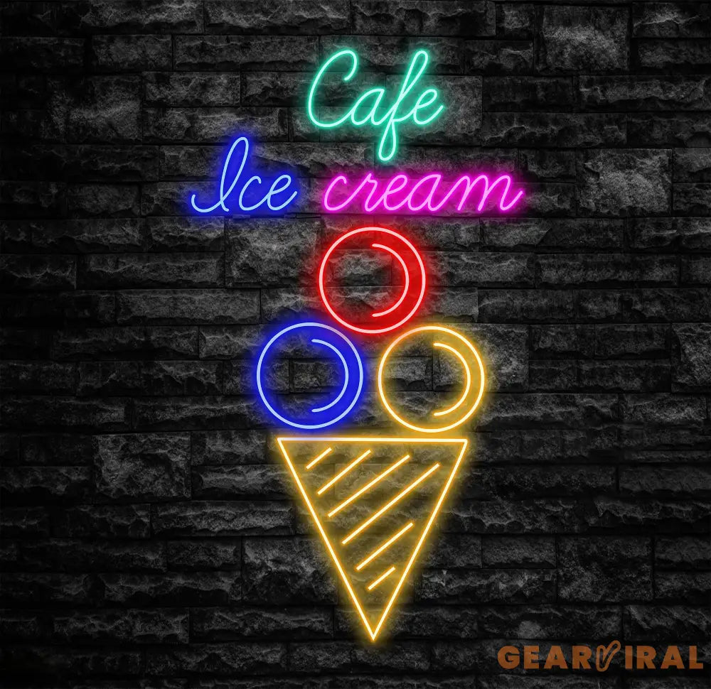 Cafe Ice Cream Neon Sign Restaurant Neon Sign Business Led Logo Light Ice Cream Decor Neon Sign for Coffee Shop Party