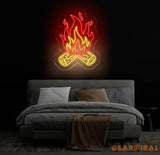 Campfire Neon Sign Custom Bonfire LED Light Cozy Fireplace Wall Art Outdoor Camping Decor for Cabin or Patio